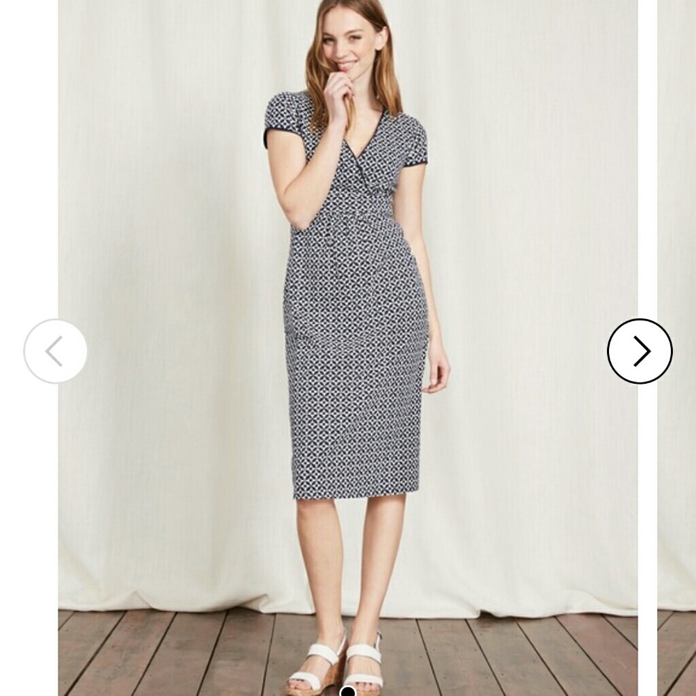 Boden Navy and White Mosaic jersey dress